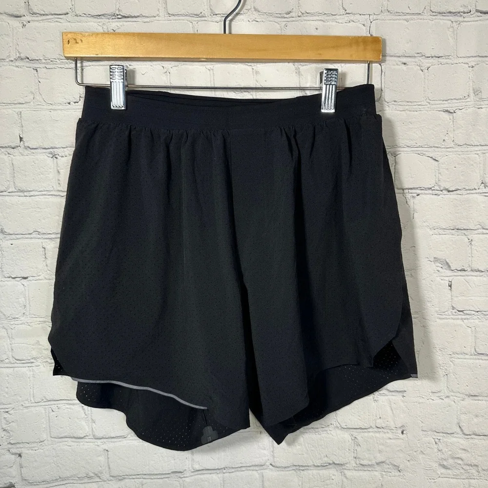 Lululemon Fast and Free Lined Short 6 Black Mens Running Training LM7AU8S Size M